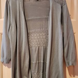 Women's Gray Open-Front Sweater